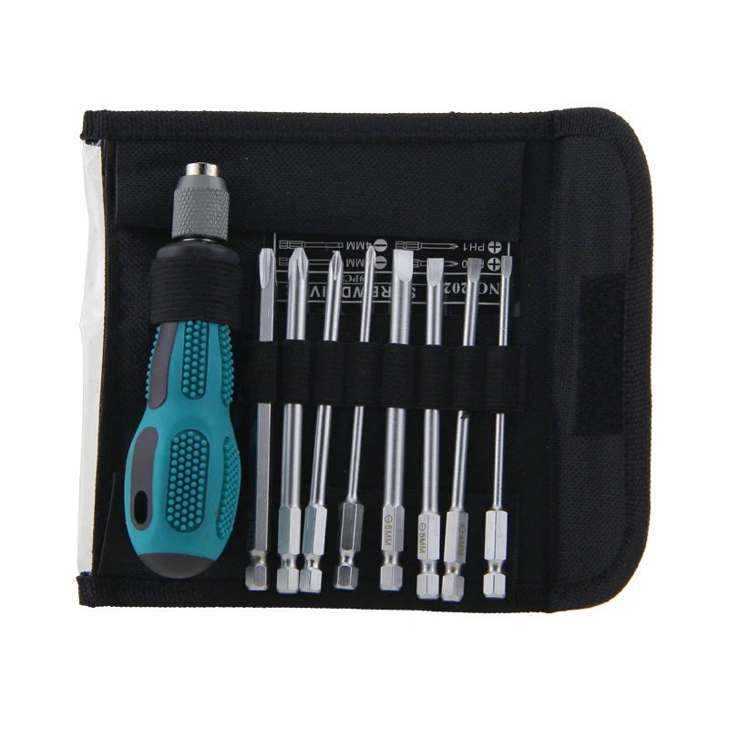 

One-word flat-mouth screwdriver 8-in-1 screw batch household repair set chrome vanadium steel screwdriver