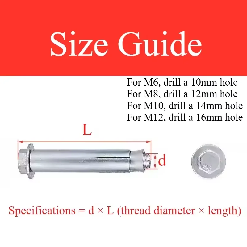M6 M8 M10 M12 Galvanised Carbon Steel Outer Hexagon Expansion Screws Built in Floor Expansion Bolts