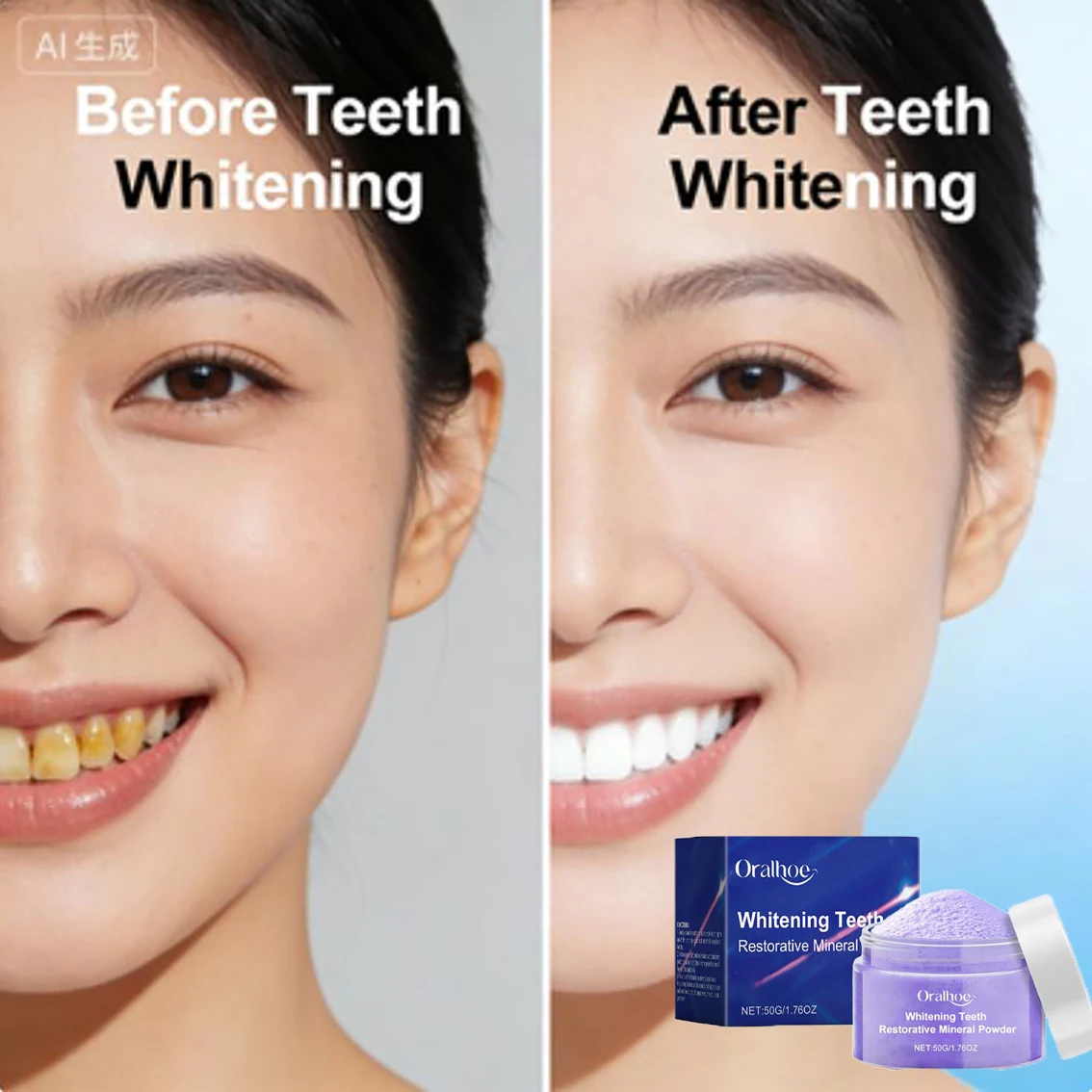 

Pearl Teeth Whitening Powder, Gentle Brightening, Plaque Removal, Daily Oral Care for White Smile