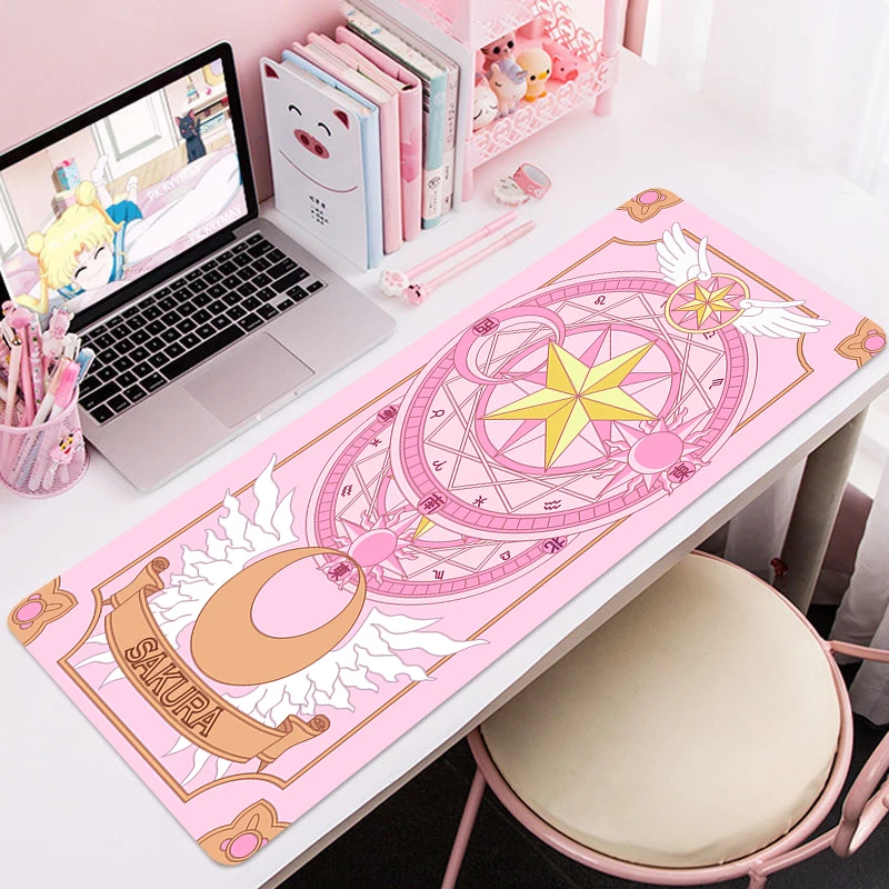 

Cardcaptor Sakura Speed Locking Edge Large Natural Rubber Mouse Pad Waterproof Game Desk Mousepad Keyboard Mat For Warcraft LOL