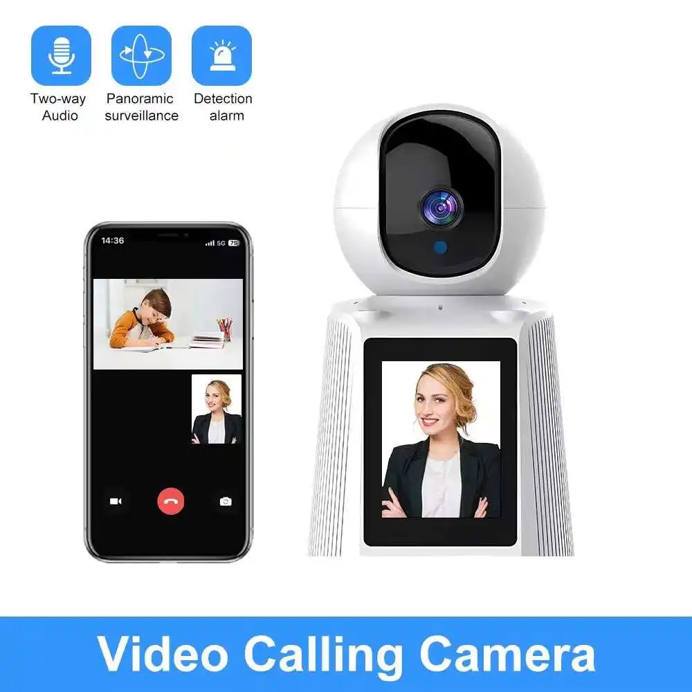 2.8Inch 3MP 1296P V380Pro APP Video Phone Wireless PTZ IP Dome Camera One Key Call Security CCTV For Elder Care Baby Monitor