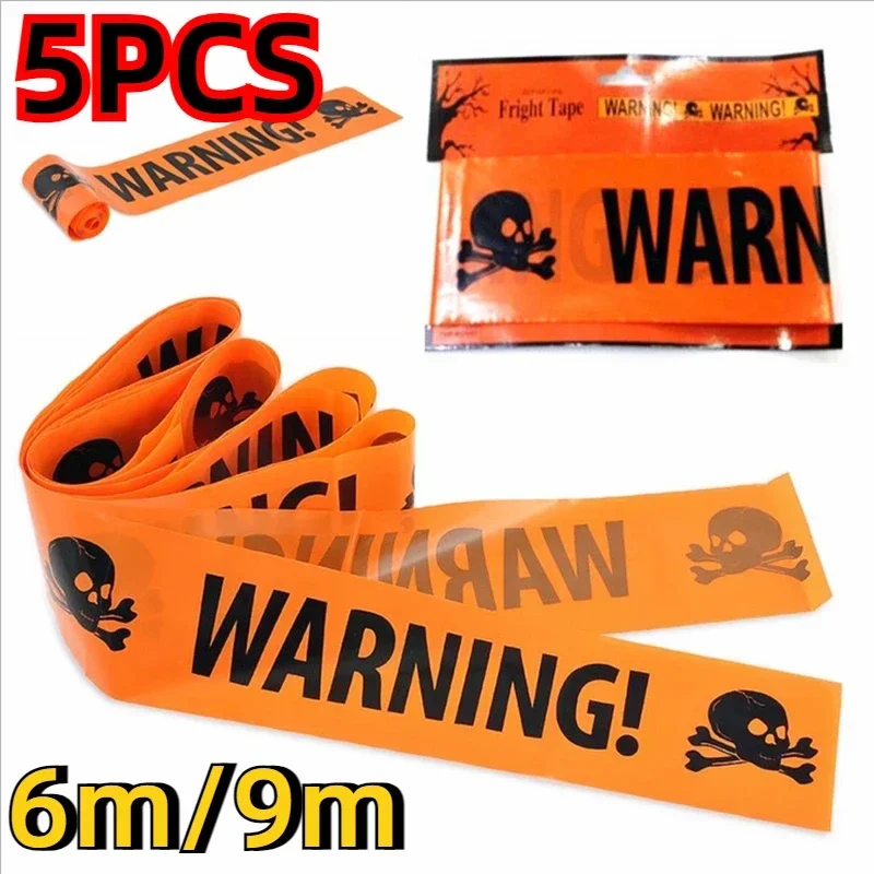 5/1PCS Halloween Props Window Prop Warning line Plastic Skull Head Warning Tape Signs Halloween Decoration Witch Balloons lot