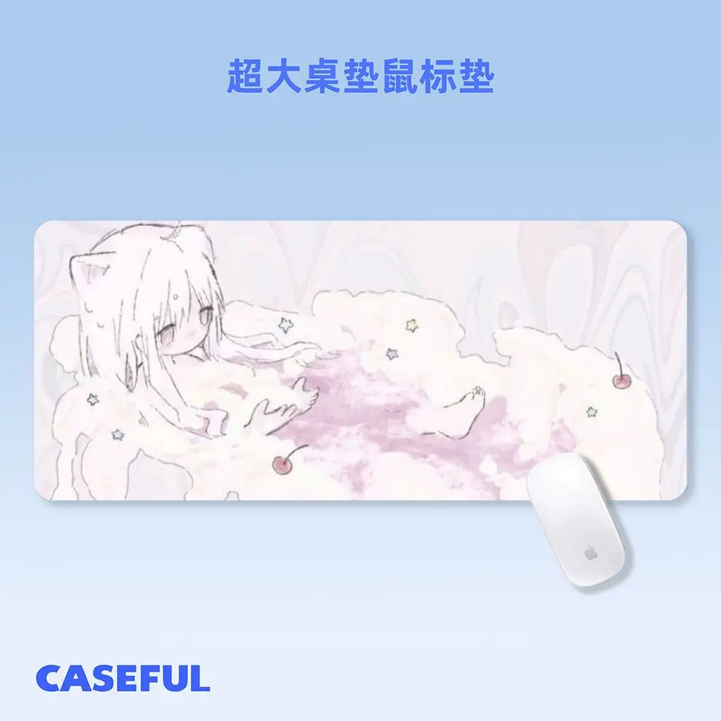 Simple y2k Kawaii Pink Hand-Painted Girl Leather Table Mat Waterproof New Leather Gaming Keyboard Mat For Ins Hearts Office Mat