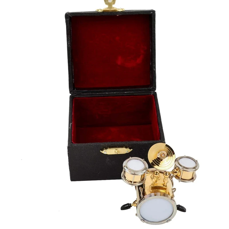 Miniature Drum Home Decoration Mini Percussion Musical Instrument Mini Drum Miniature Dollhouse Model Ornament Toy