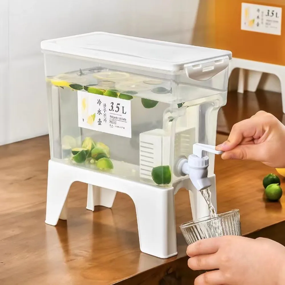 

Large Capacity 3.5L Faucet Drink Dispenser Heat-resistant Food Grade PP Beverage Dispenser With Stand Rectangular Fruit Tea Tank