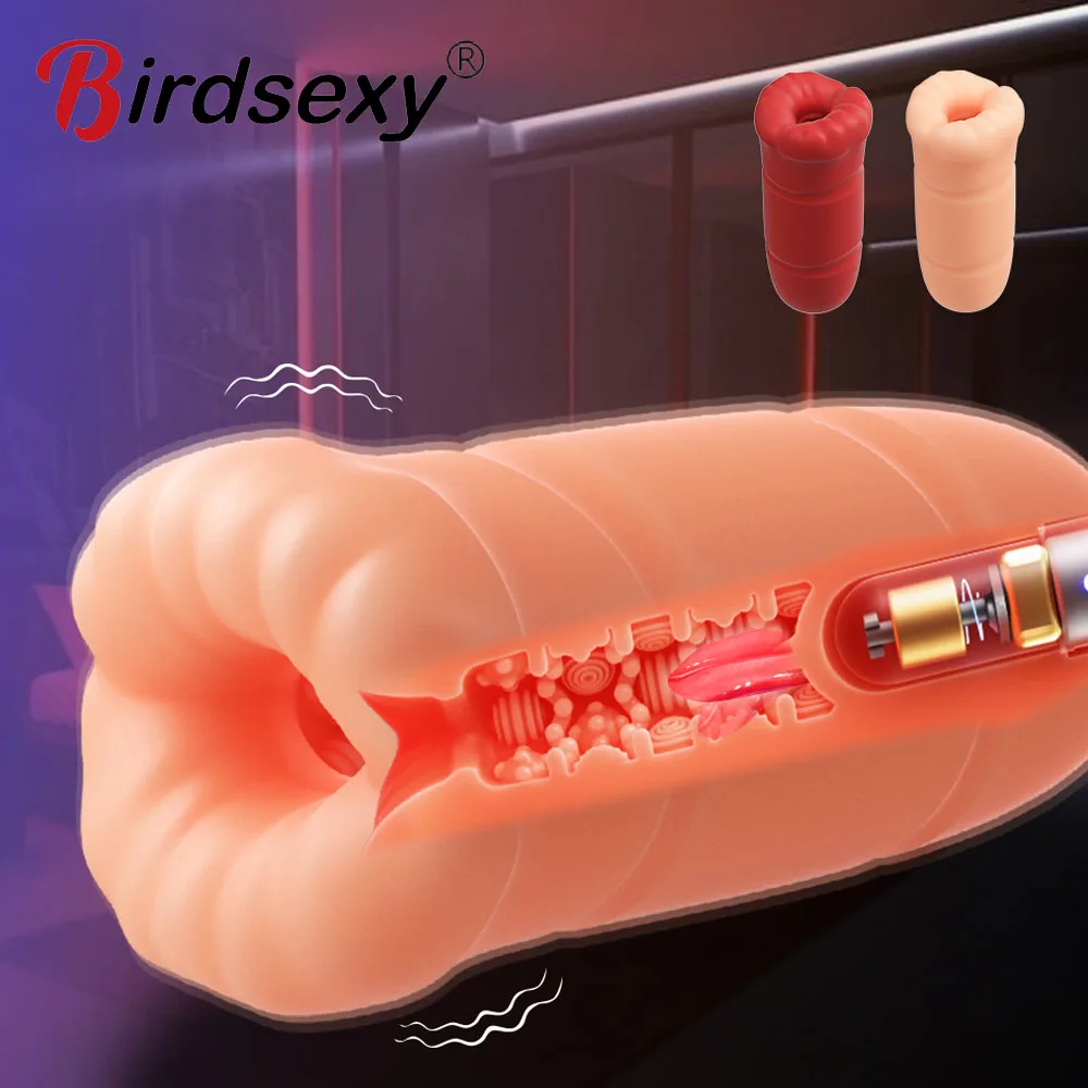 Masturbator Cup Vibration Automatic Male Blowjob Real Vagina Pocket Pussy Vibrating Bullet Penis Oral Adults Sex Toys For Man