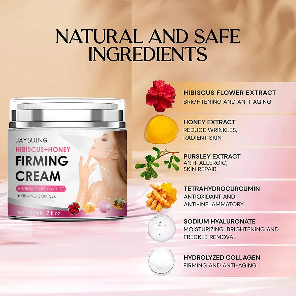 50ml Hibiscus and Honey Facial Cream Firming Lifting Skin Treatment Facial Neck Under Eye Cream Night Cream Anti Aging Wrinkles