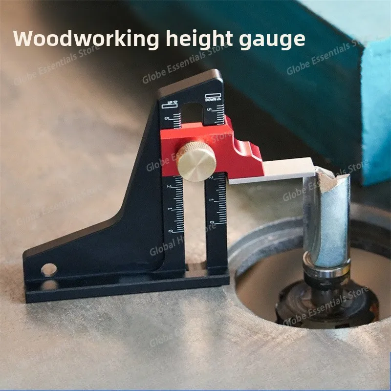 Router Table Height Gauge 0-50mm Adjustable Table Saw Depth Gauge with Height Lock Aluminum Measuring Gauge for Setting Up