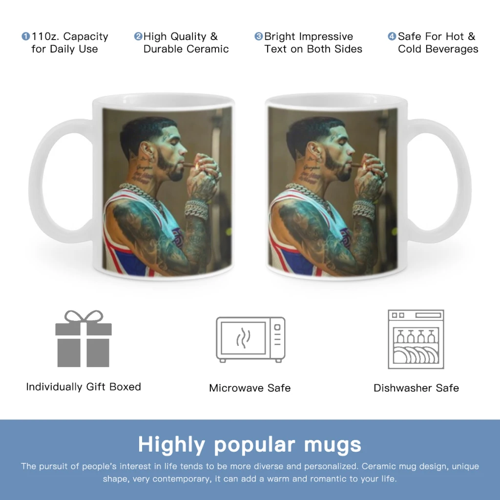 Anuel AA singer Ceramic Mugs Coffee Cups Milk Tea Cup ins Oatmeal Breakfast Mug Drinkware Kitchen