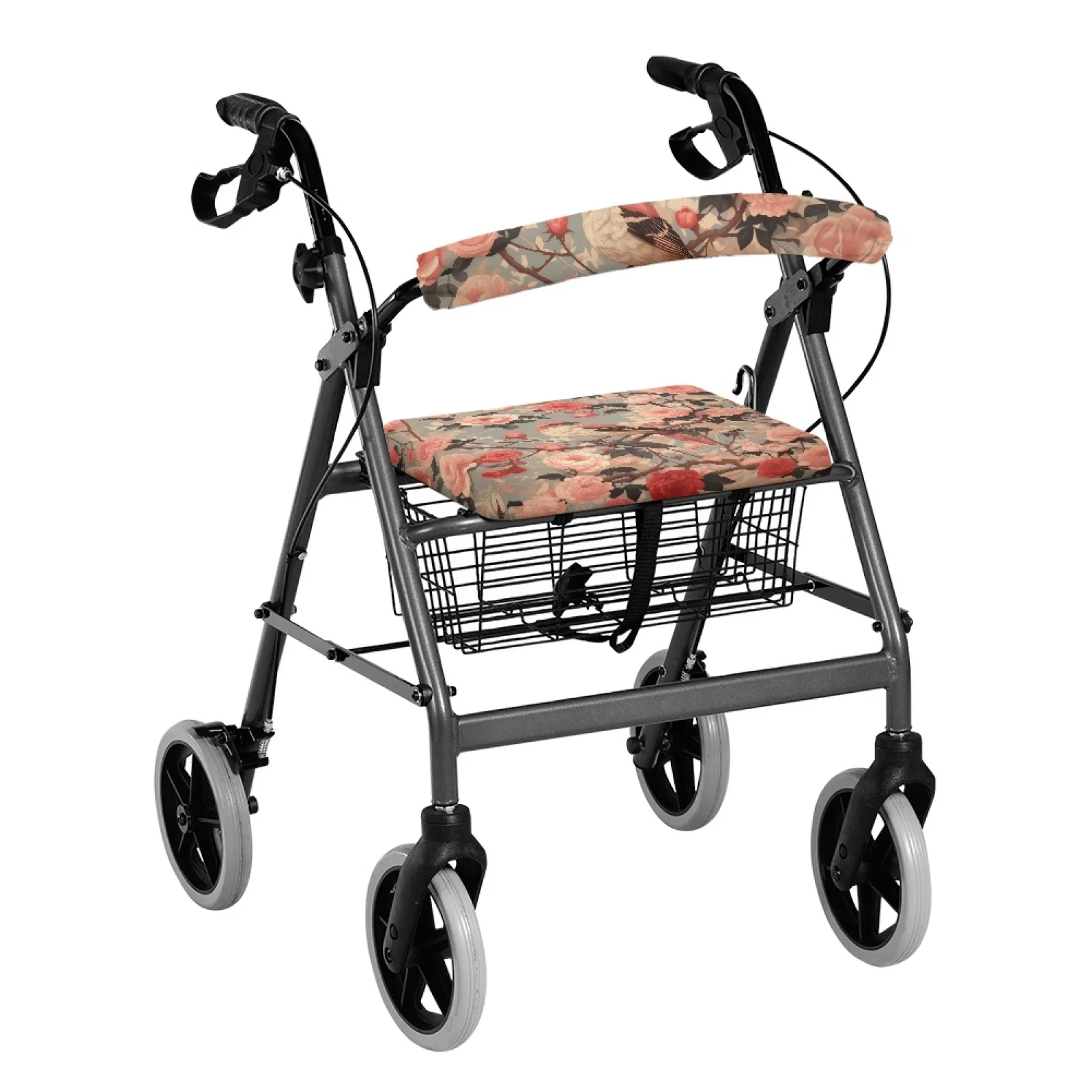 Coloranimal Rose Bird Art Set of 2 Seat & Back Cover Easy to Clean Rollator Decorations for Family
