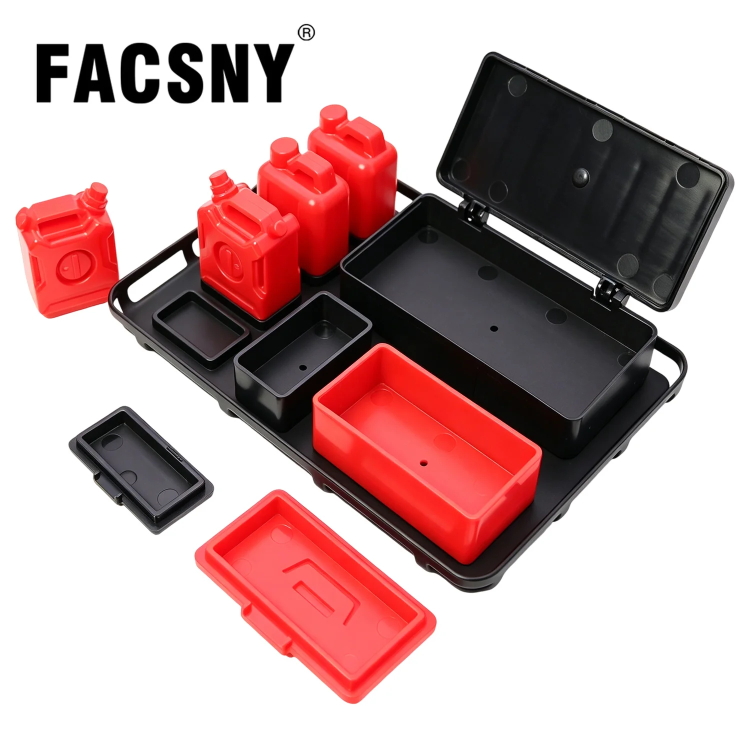Simuliertes Kunststoff-Gepäckträgerset mit Gepäckboxen, Leiter, Kraftstofftanks für 1/18 1/24 RC Crawler Car TRX4M SCX24 FCX24