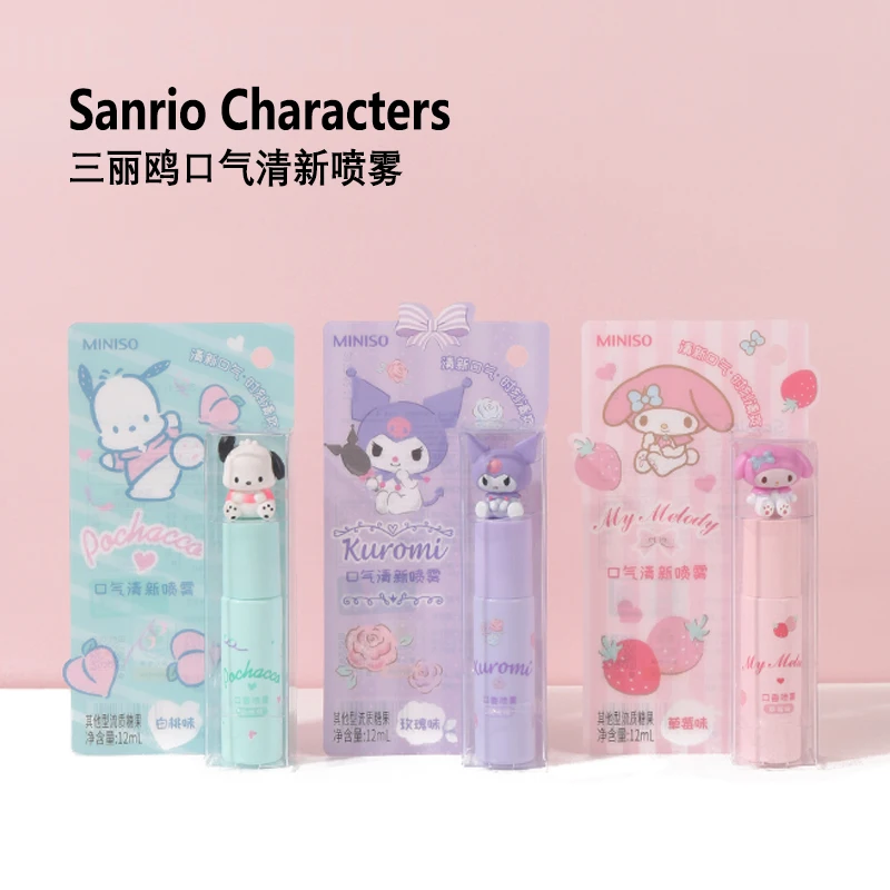 Cartoon Miniso Sanrioed Anime My Melody Kuromi Breath Fresh Spray Ins Girl Heart Kawaii Portable Breath Freshener Holiday Gifts