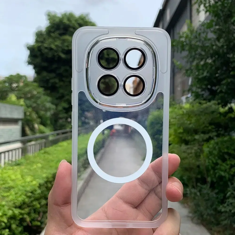 حافظة لهاتف شاومي ريدمي نوت 14 برو 13 14 برو بلس 14S 13R 5G فاخرة Magsafe غطاء شفاف مقاوم للصدمات من السيليكون المغناطيسي