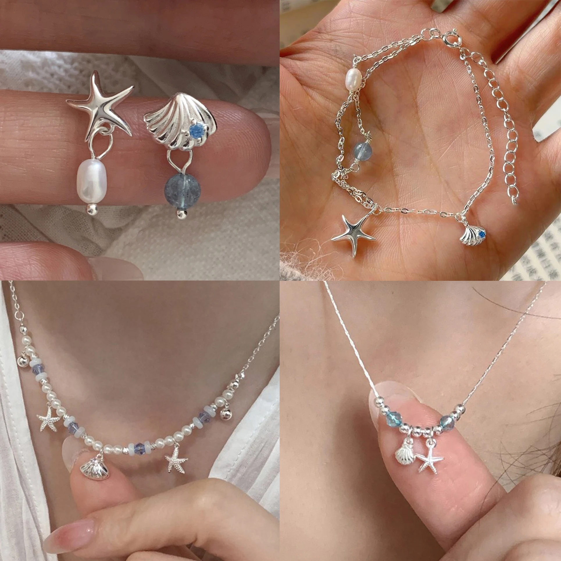 

Ожерелье из серебра 925 пробы, элегантное морская звезда, жемчуг, синяя бусина, звезда, ракушка, морской океан для женщин и девочек, ювелирные изделия, подарок, дропшиппинг, оптовая продажа