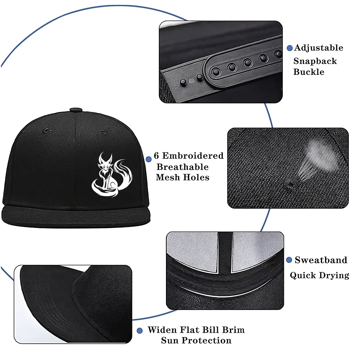 Trendy Printed Flat Brim Baseball Cap, Lightweight And Delicate Craftsmanship, Full of Design Sense. Adjustable Size for Comfort