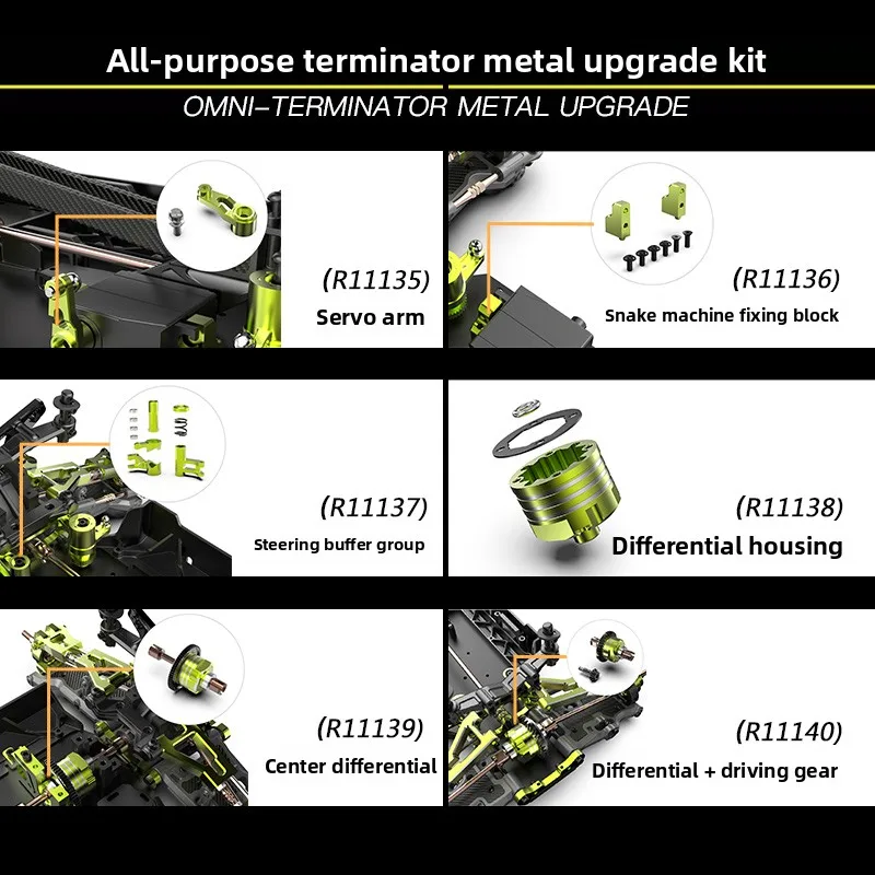 Piezas de Mejora para Coche RC SBK10 F10 S10 All Terrain Terminator: Servo Horn, Servo Saver, Caja de Cambios Diferencial, Soporte de Servo Estándar