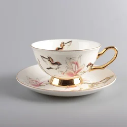 European Style Flower & Bird Design Coffee Cup & Saucer Set Ceramic Phnom Penh Tea Cup Beautiful Butterfly Cafe Accessories