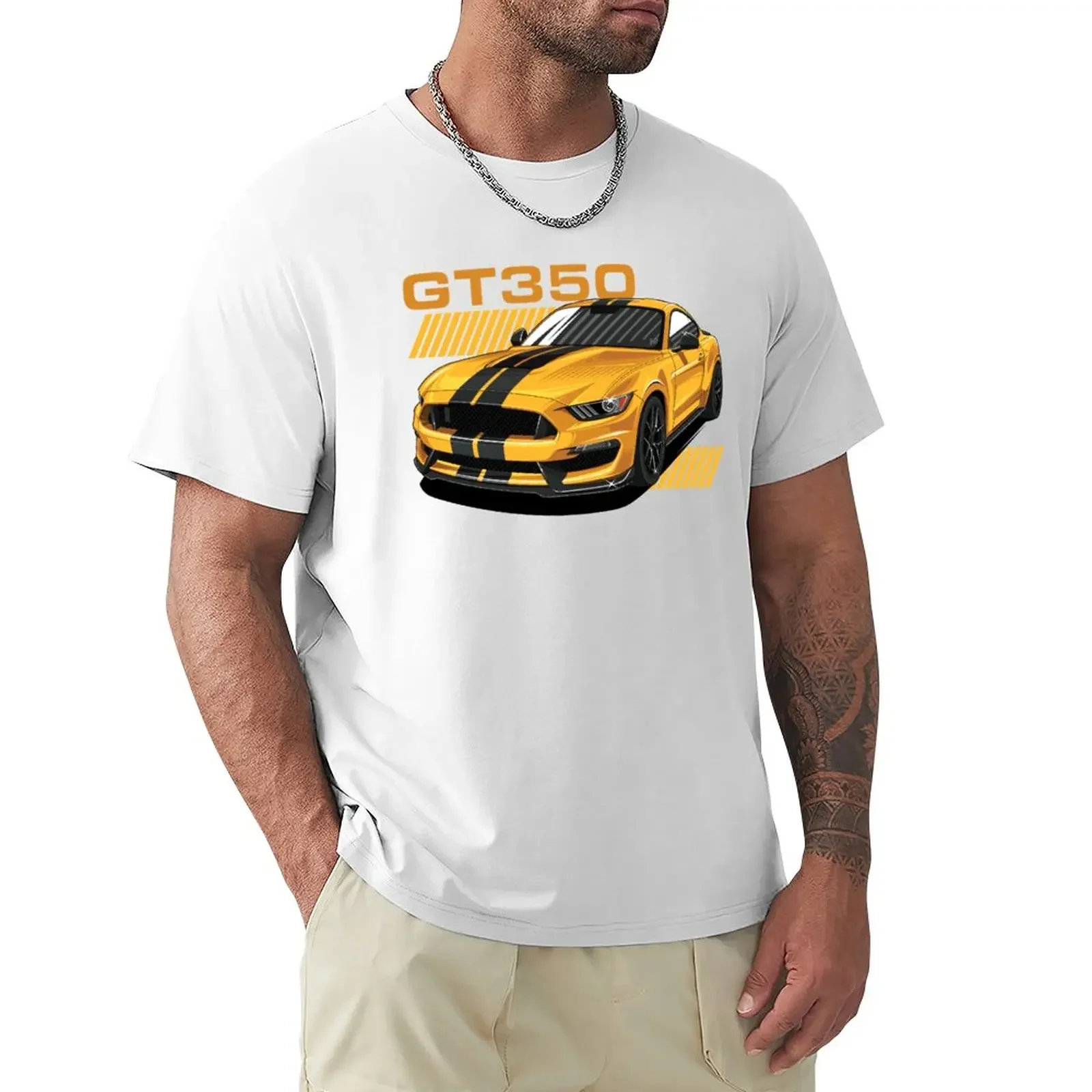 mens summer Tops Hattori  Classic harajuku mens summer Tops Shelby GT350 T-Shirt sweat tops boys whites heavy weight t for men