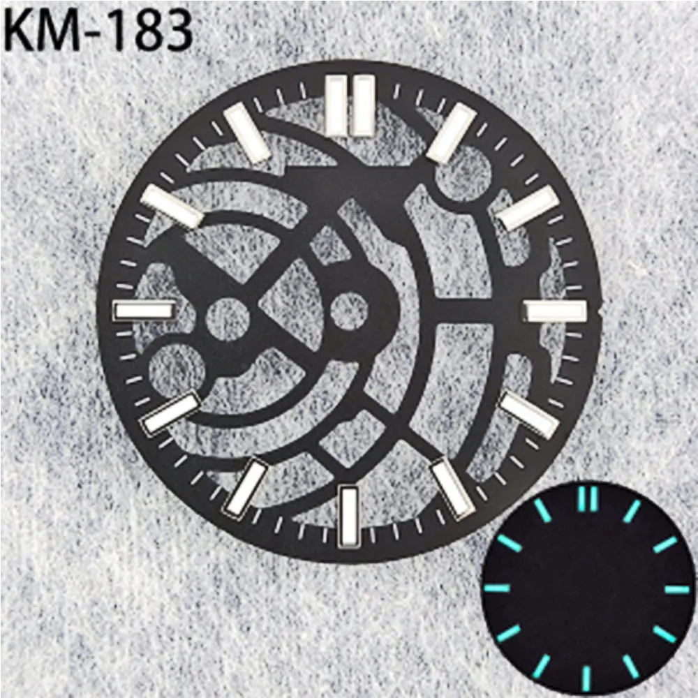 28.5mm Hollow watch dial c3 Super blue luminous for NH70 NH35 NH38 automatic movement assembly blue brown watch accessories