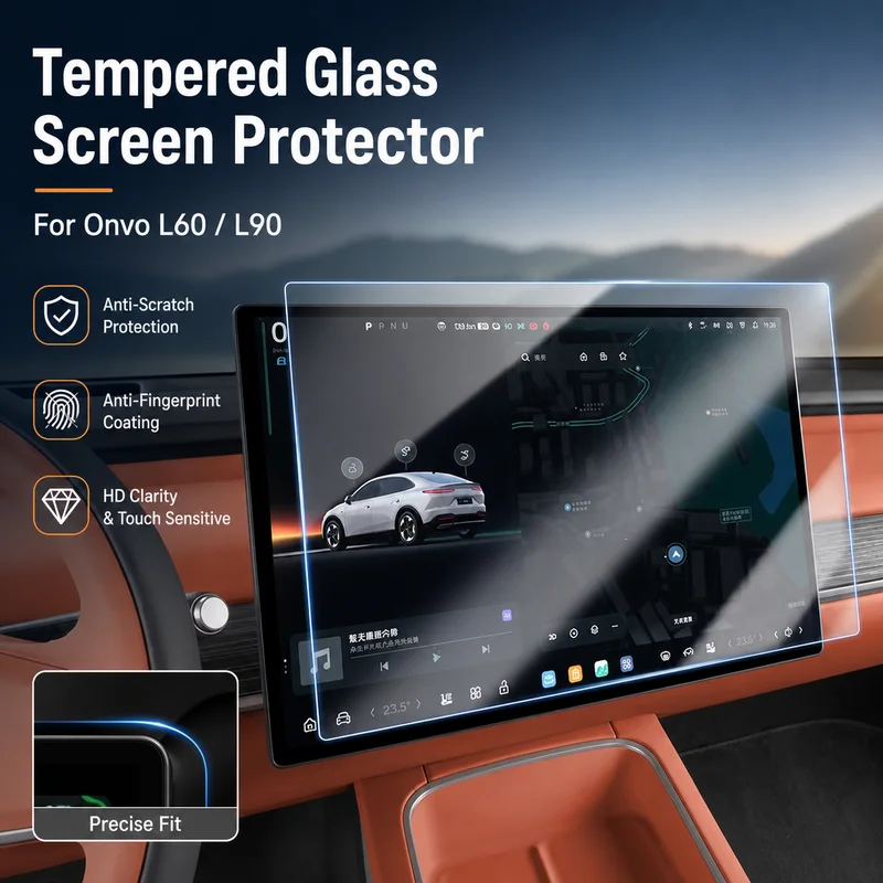 For Onvo L60/L90 Tempered Glass Screen Protector, Center Console Navigation Display Film, Car Interior Accessory