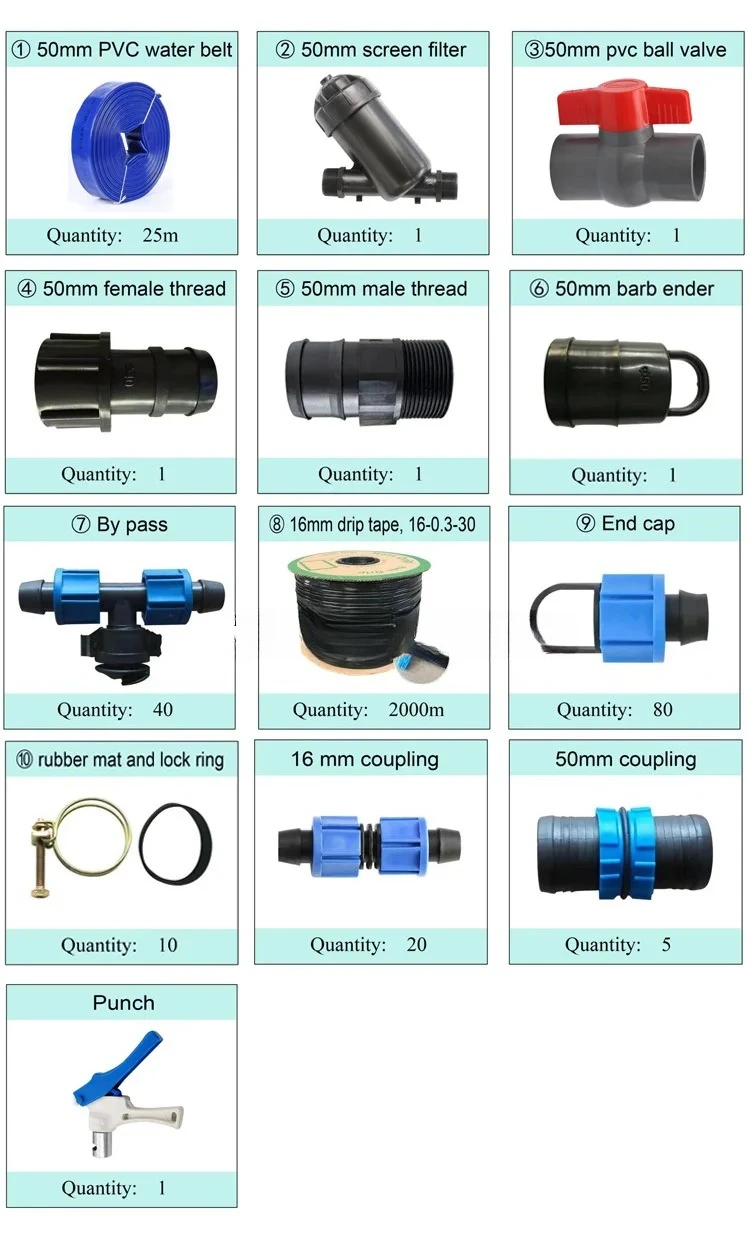 2025 고품질 1000m² 드롭 관개 DIY 키트 (농장용 자동 점적 관개 시스템)