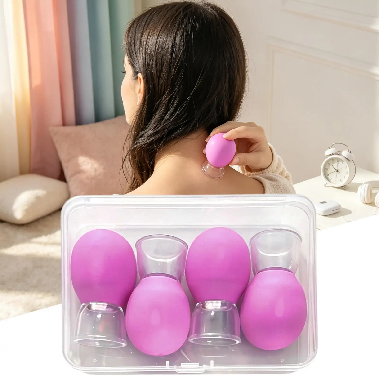 4Pcs Facial Cupping Set Vacuum Suction Massage Cup Anti Aging Lifting Tool Skin Care Kit for Home Spa Salon Workplace Travel