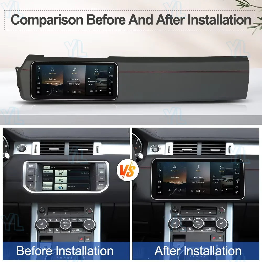 12.3 inch Android 14 Car Radio For Range Rover Evoque L538 2012-2019 Multimedia Player Carplay retains the Original Feature Menu