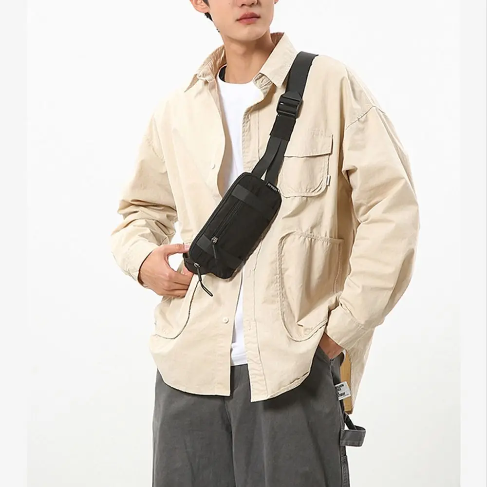 

Nylon Men's Chest Bag Multifunctional Large Capacity Crossbody Phone Pouch Korean Style Adjustable Shoulder Waist Bag Travel