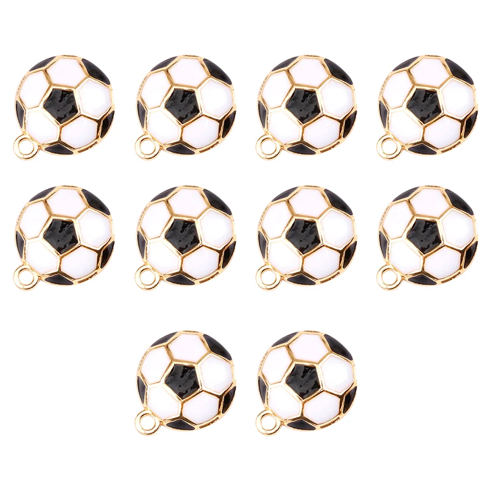 

10 Pcs Football Jewelry Accessories Charms Soccer Beads Key DIY Metal for Pendant