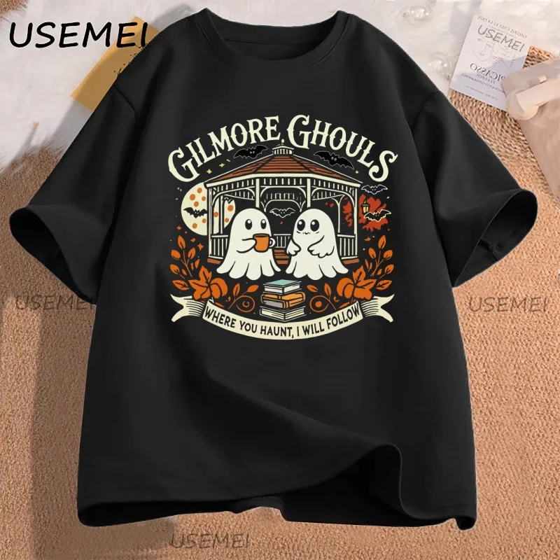 

Ghost Parody Halloween T-shirt Fall T Shirt Spooky Season Tshirt Casual Harajuku Short Sleeve Women's Clothing Streetwear Tops