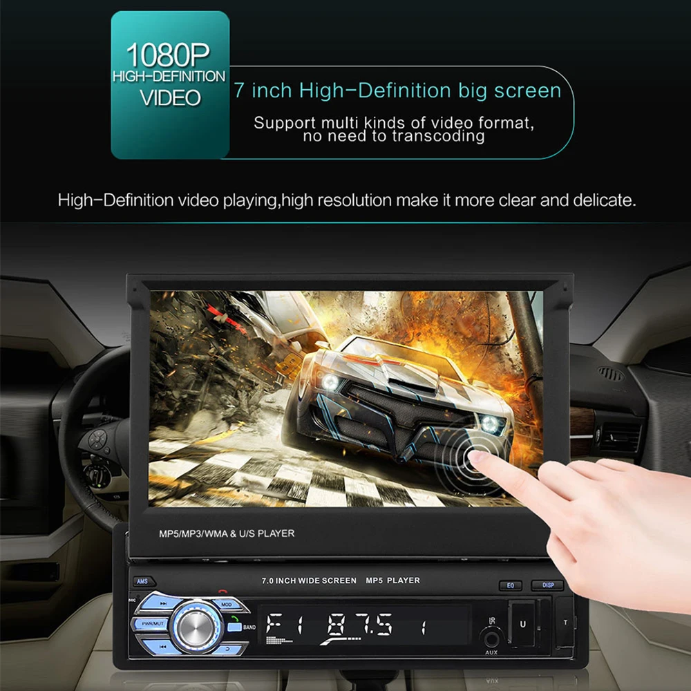 Podofo 1din Car Radio Stereo Universal Car mp5 Player 7