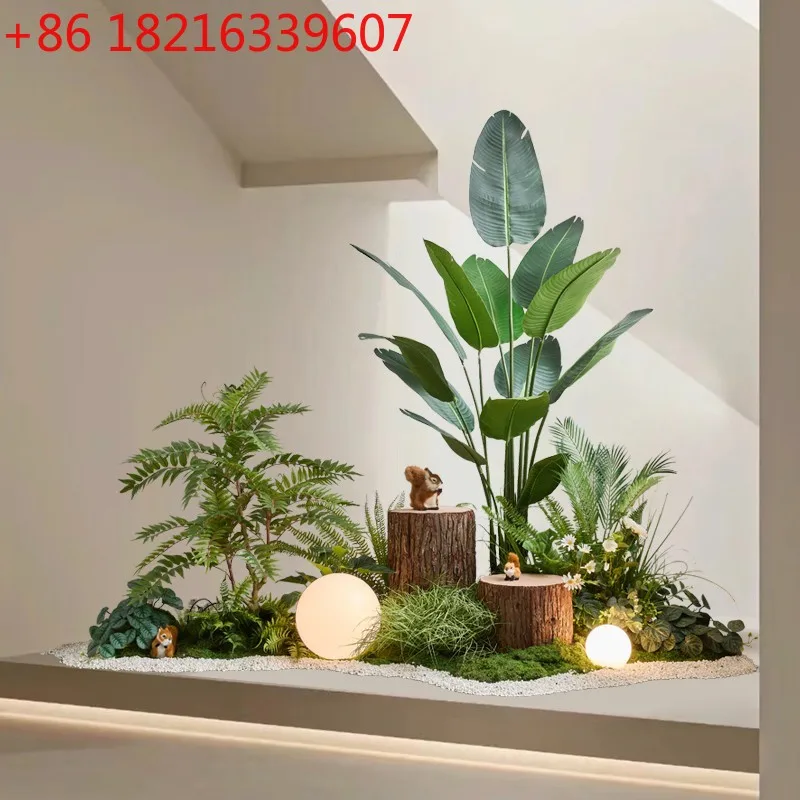 

Large-scale simulated green plant landscaping plant interior decoration high-end light luxury fake tree under the stairs
