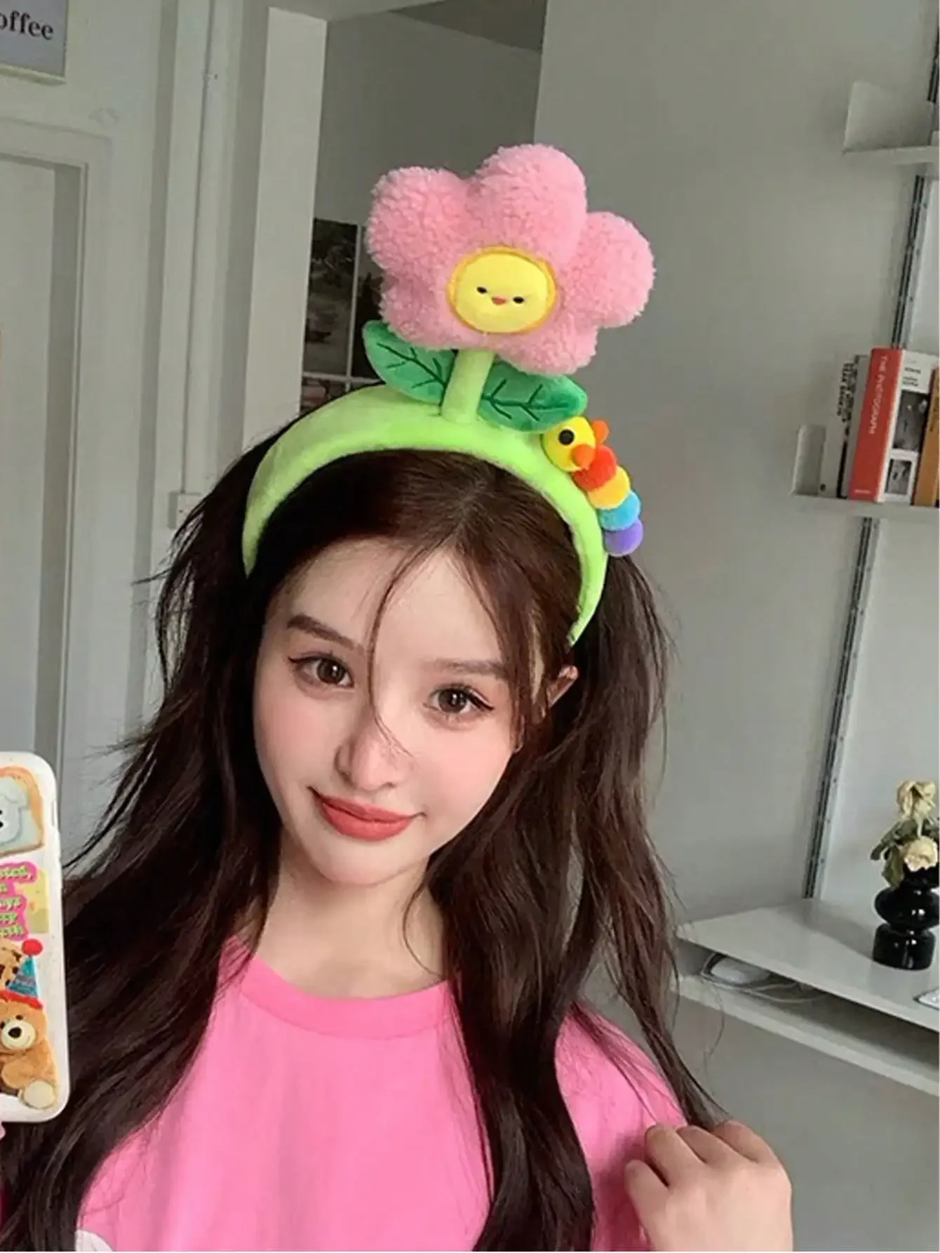 

1pc Women's Cute Style Rainbow-Colored Caterpillar Shaped Hairband With Flower & Leaves, Suitable For Daily Wear And Gift,Cat Ears,Hairband,Hair Hoop,Hair Accessories Headbands Head Accessories