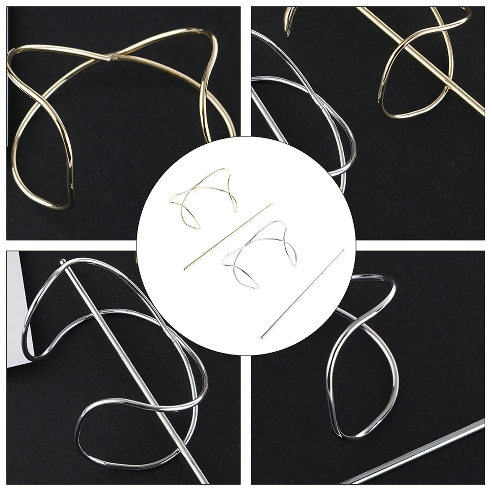 

2Pcs Vintage Design Metal Hair Stick Irregular Shape High Polished Charm Accessories For Weddings Dinners Dances
