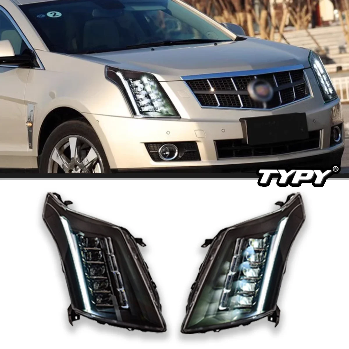 

Автомобильные фары TYPY для Cadillac SRX 2010-2015, фары, светодиодные фары для проектора, дневные ходовые огни, автомобильные аксессуары