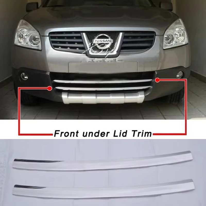 Car Styling Cover Stainless Steel Front Under Lid Trim For Nissan Qashqai Dualis 2007-2009