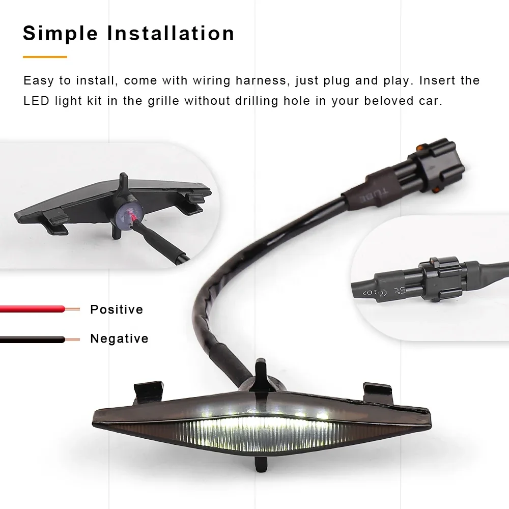 OVOVS اكسسوارات السيارات 4 قطعة LED سيارة مصبغة ضوء الماس شكل شواء الجبهة ضوء لتويوتا 4 عداء TRD برو