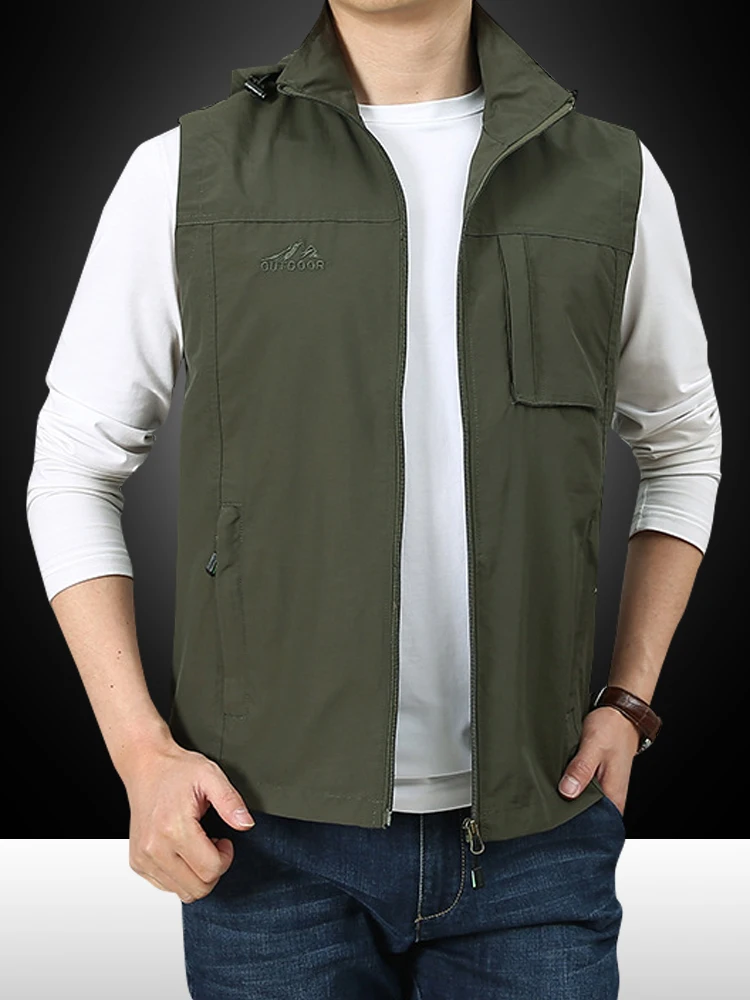 Spring Men's Fiing Casual Jaet Qui Dry Thin Loose Large Size Workwear Vest Outdoor Leisure Faion Urban Sle