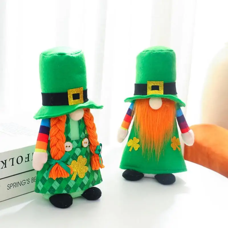 St Patricks Gnomes Plush St.Patrick's Day Elf Plush Doll Gnome Decorations Clover Ornament Faceless Festival Lucky Leprechaun