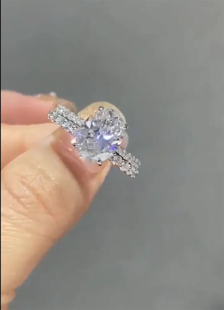 factory sell Oval D Color 3Ct IGI Lab Growing Diamond Ring one Set ring Solid 18K White Gold Ring wedding Ring