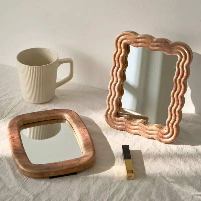 Modern Vanity Mirror Minimalist Tabletop Stand Makeup Mirror Desk Bathroom Decor Stand Mirror Stable Basefor Bedroom Vanity