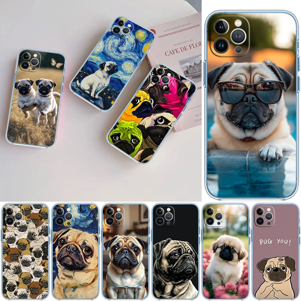 MY6 Cute Pug Dog Soft Shell Transparent Phone Case for Samsung Galaxy A04 A04S A14 A23 A34 A54 M23 M33 M52 M53