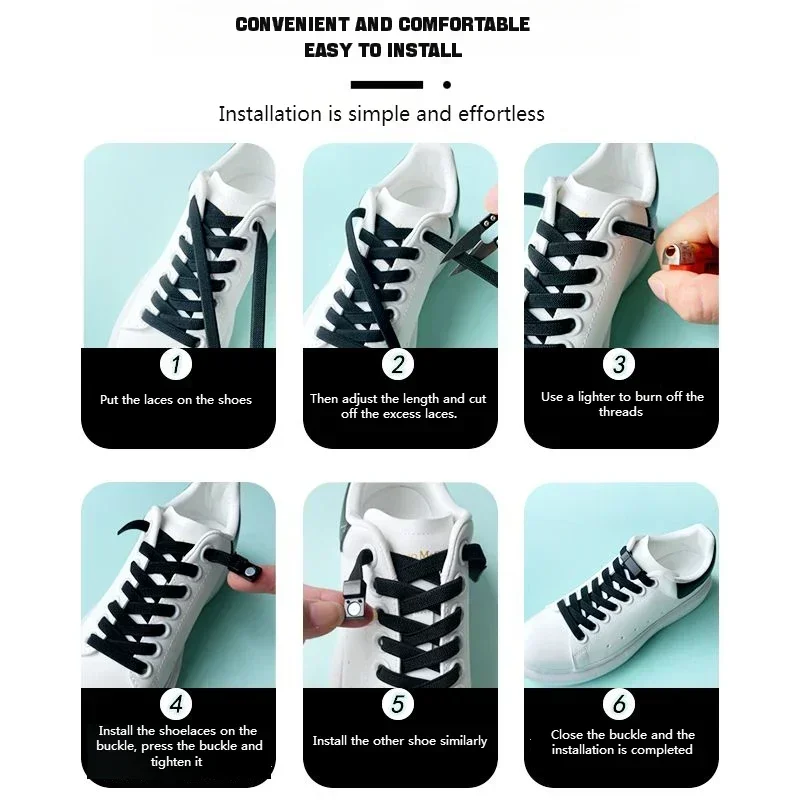 Free Elastic Flat Shoelaces Magnetic Buckle No Tie Shoe Laces No Tie Widen Stretch Lazy Shoelace Shoe Accessories for Adults Kid