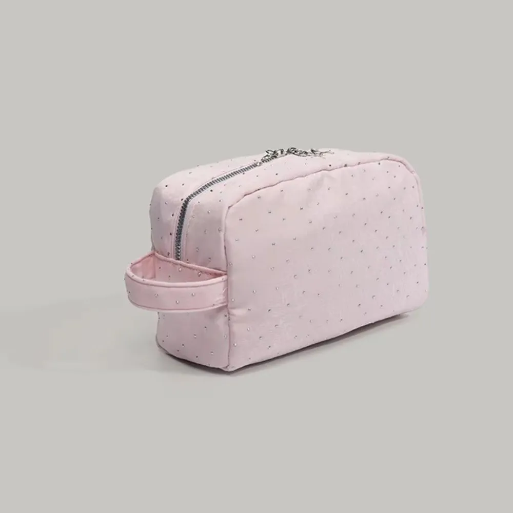 

Новая косметичка с стразами, квадратная, большая вместимость, дорожная сумка для хранения, портативная мягкая косметичка