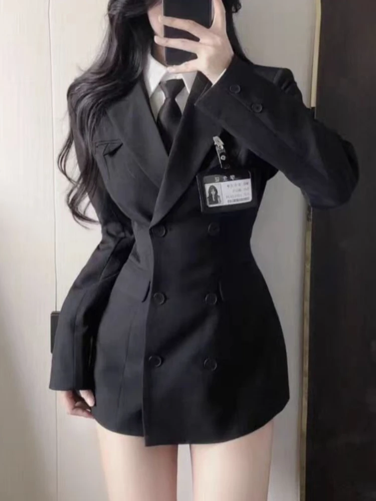 

Корейская мода, комплекты из трех предметов, женский пиджак, пальто, белая блузка, мини-юбка Y2k, винтажная одежда в стиле Харадзюку в консервативном стиле JK, новинка 2023 г.