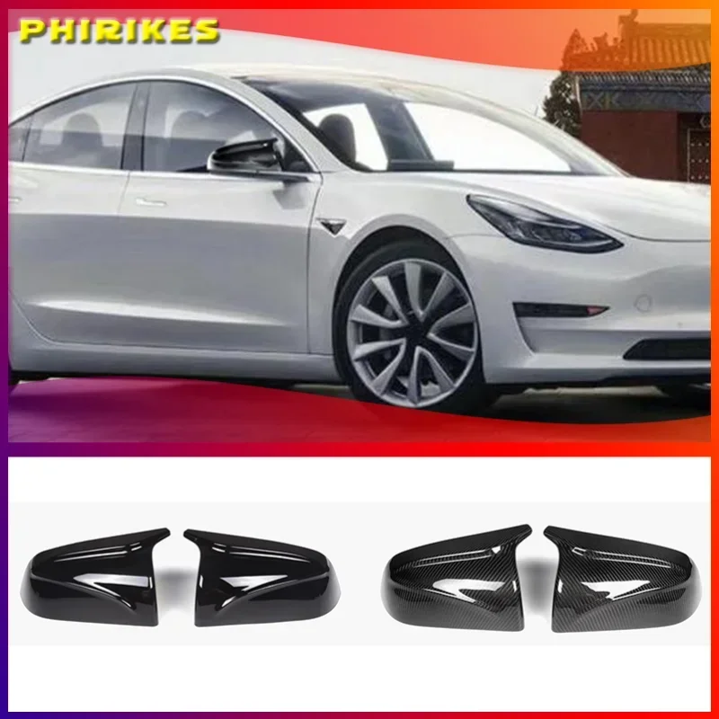 

Model3 Accessories Car Side Mirror Cover For Tesla Model 3 2021 Mirror Cover Carbon Fiber ABS Model Three Rearview New
