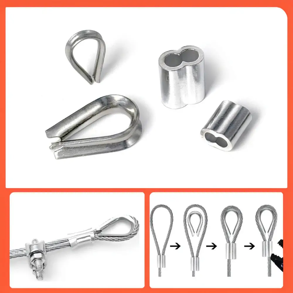 Wire Rope Crimping Sleeve Kit Stainless Steel Thimbles Aluminum Ferrules Hardware For Industrial Lifting And Rigging Connection