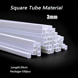 100pcs 3.0*3.0mm Square tube ABS Plastic pipe JYG-3.0 50cm length