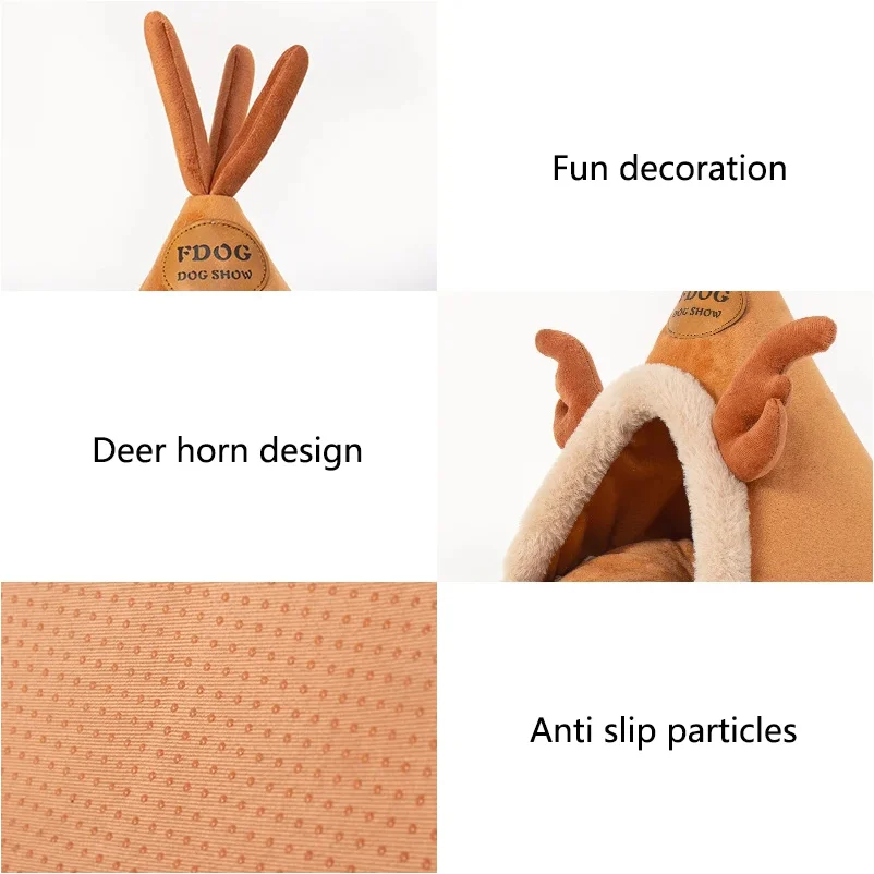 Dog Kennel Warm Winter Dog House Mat Detachable Washable Dogs Bed Nest Deep Sleep Tent for Medium Large Dogs House Supplies - view 5