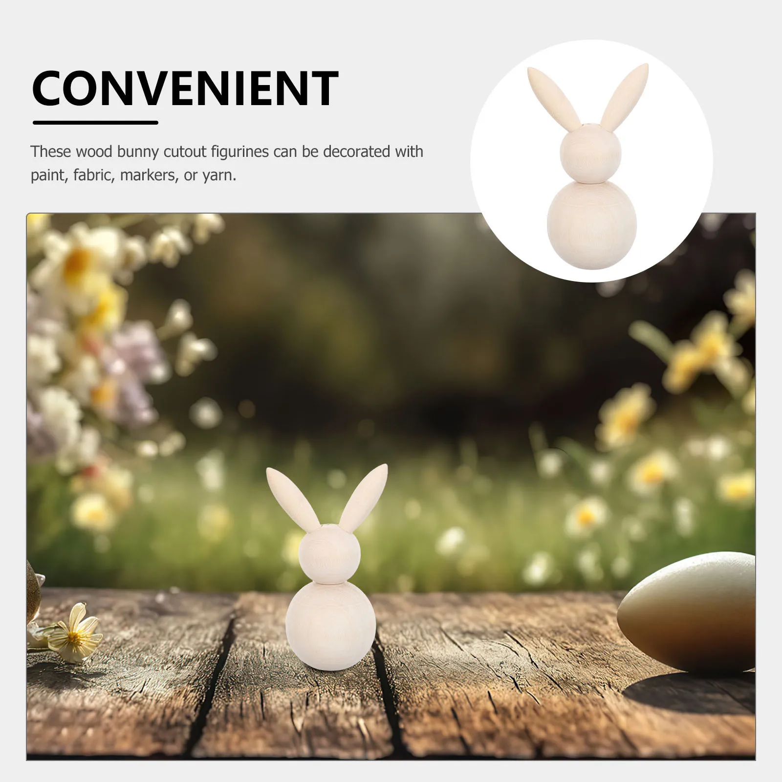 3-teiliges Kaninchen-Set aus Holz, leere Tierkörper zum Basteln, unbemalte Hasen-Ornamente, DIY-Ostern-Party-Dekoration, kreative Aktivität